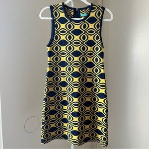 Alice + Olivia Yellow and Black Geometric  Sweater Dress 100% Merino Wool XS